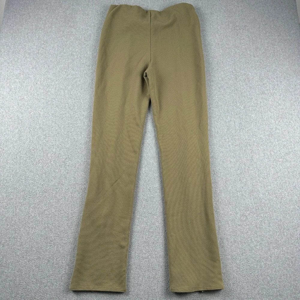 H&M Pants Womens L Ribbed High Rise Olive Green Front Slit Hem Stretch Leggings